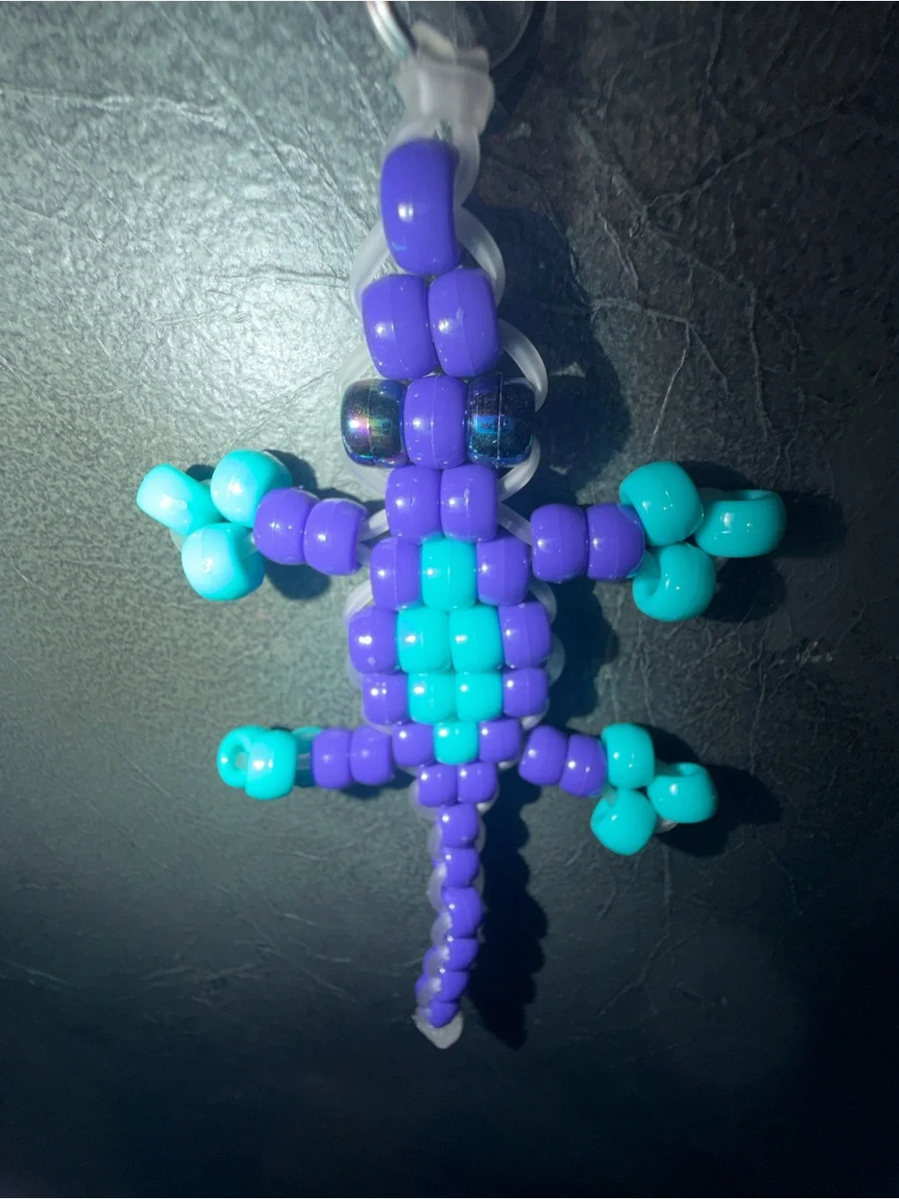 Retro Gecko Keychain Purple and Turquoise Gecko Lizard for Kids and Adults
